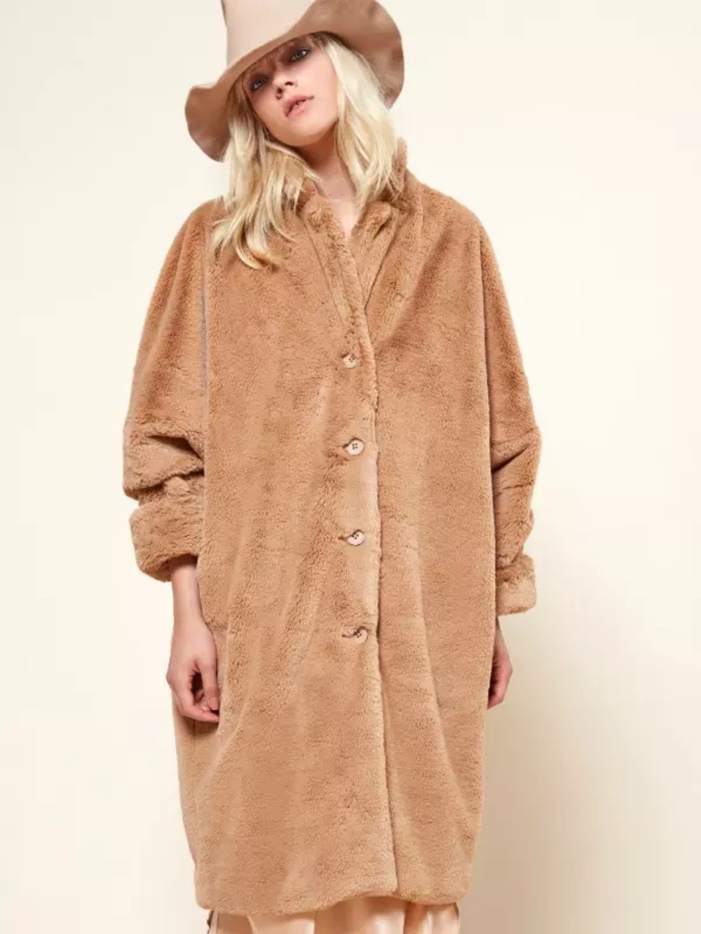 Mes Demoiselles Paris Long Faux Fur Coat Camel Size 2